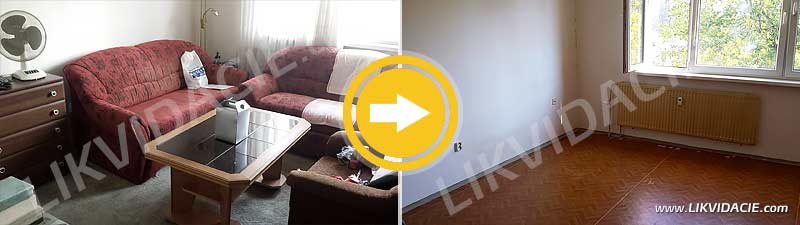 Rýchle vypratanie 1i. bytu, upratanie po likvidácii nábytku a odpadu. Bratislava - Ružinov