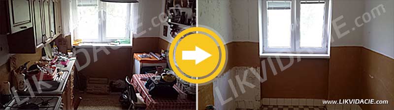 Vypratanie bytu, likvidácia kuchynskej linky, odvoz a likvidácia odpadu. Bratislava - Rača