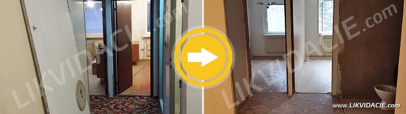 Demontáž bytového jadra, zárubní, vypratanie plne zariadeného bytu do holopriestoru pred rekonštrukciou, Devínska Nová Ves - Bratislava