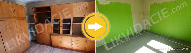 Odvoz odpadu v menšom rozsahu. Demontáž a likvidácia obývacej steny