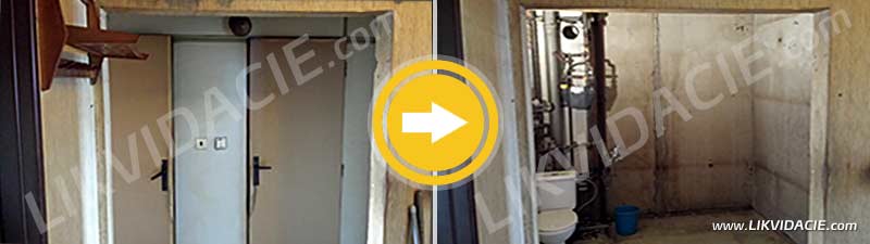 Kompletné vypratanie 3i. bytu do holopriestoru, demontáž bytového jadra. Bratislava - Petržalka