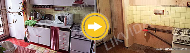 Demontáž, odvoz a likvidácia kuchynskej linky a vnútorného vybavenia. Bratislava - Petržalka