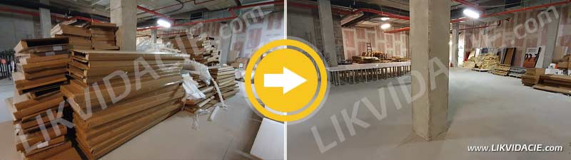 Odvoz a likvidácia odpadu zo zariaďovania nového foodcourtu. Bory Mall - Bratislava