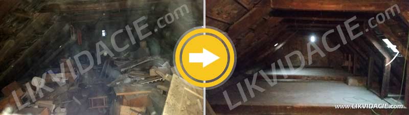 Odvoz a likvidácia odpadu z povaly rodinného domu, vyčistenie priestoru. Bratislava - Prievoz