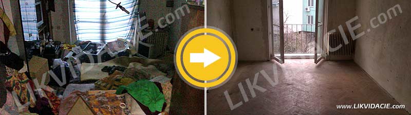 Kompletné vypratanie bytu do holopriestoru po neprispôsobivých obyvateľoch, dezinfekcia. Bratislava – Ružinov