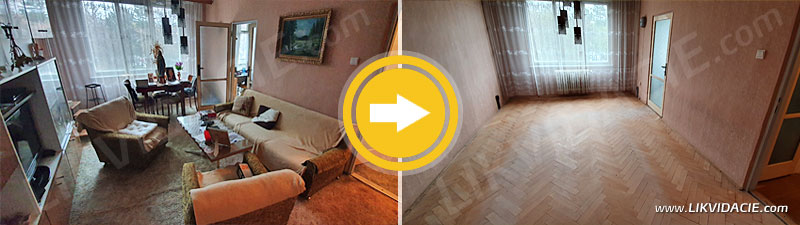 Vypratanie plne zariadeného 5i. bytu do holopriestoru, kompletné služby na kľúč. Bratislava - Ružinov