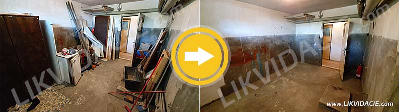 Vypratanie pivničných priestorov - príprava deratizácie. Bratislava - Karlova Ves