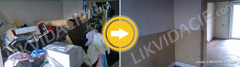 Vypratanie bytu po narkomanoch a neprispôsobivých obyvateľoch, odvoz a likvidácia nábytku a odpadu do holopriesoru. Bratislava