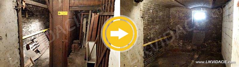 Odvoz a likvidácia odpadu, demontáž pivničnej kobky. Bratislava - Staré mesto